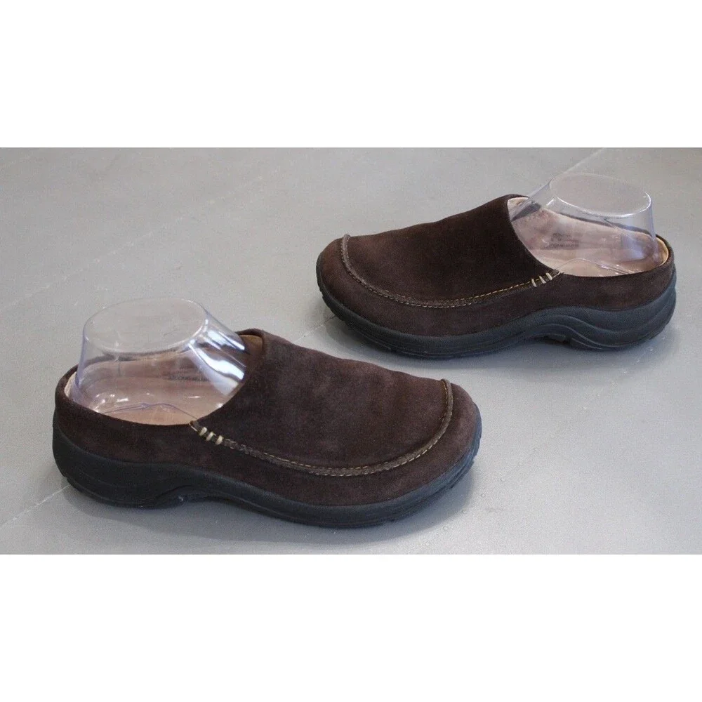 L.L. Bean Comfort Moc Suede Mules Womens 8 M Brown Slip‎ On Clog Casual Comfort